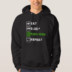 Eet Slaap Mahjong Speler Bordspel Chinees MahJon Hoodie