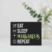 Eet Slaap Margaritas Herhaal Briefkaart (Staand voorkant)