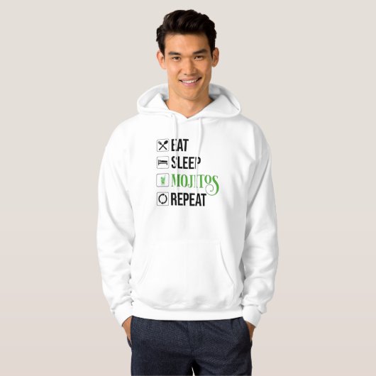 Eet Slaap Mojito's Herhaal Hoodie (Voorkant volledig)