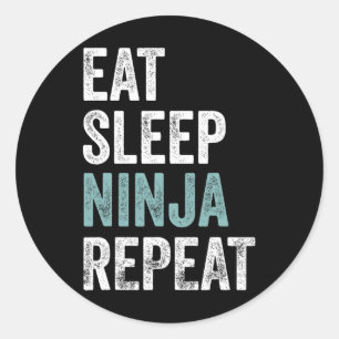 Eet Slaap Ninja Herhaal Grappige Karate Outfit Nin Ronde Sticker