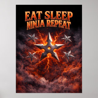 Eet Slaap Ninja Herhaal Kunst Poster