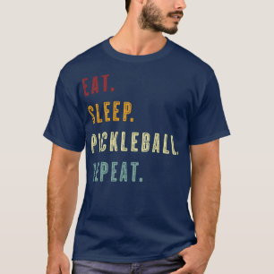 Eet Slaap Pickleball Herhaal retro tekst T-shirt