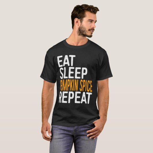 Eet Slaap Pompoen Spice Herhaal T-shirt Halloween  (Voorkant volledig)
