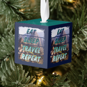 Eet slaap reizen herhalen - Machu Picchu, Peru Kubus Ornament