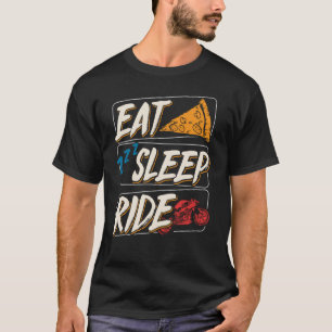 Eet Slaap Rit Motorfiets Mannen Biker Pizza Papa T-shirt