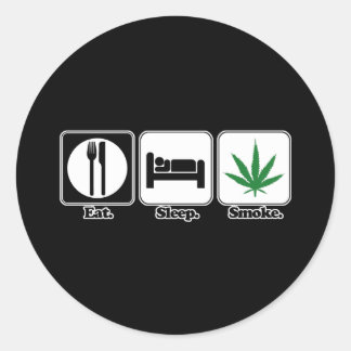 eet slaap rook wiet ronde sticker