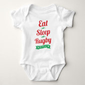 Eet, Slaap, Rugby, Herhaal Baby Creeper Romper (Voorkant)