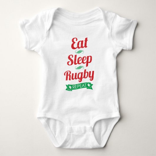 Eet, Slaap, Rugby, Herhaal Baby Creeper Romper (Voorkant)