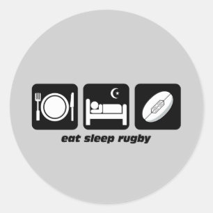 eet slaap rugby ronde sticker
