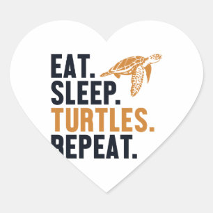 Eet slaap schildpadden Herhaal schildpad geschilde Hart Sticker