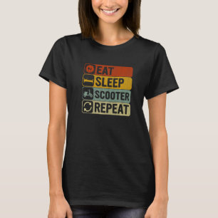 Eet Slaap Scooter Herhaal Retro 60s 70s Scooter T-shirt