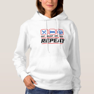 Eet slaap sim race herhaal voor sim racing fans hoodie
