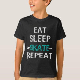 Eet Slaap Skate Herhaal IJshockey Skateboa T-shirt
