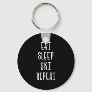 Eet Slaap Ski Herhaal Grappig Skiën Skier Gift Sleutelhanger