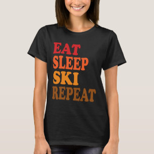 Eet Slaap Ski Herhaal Winter Mountains Skiing Lodg T-shirt