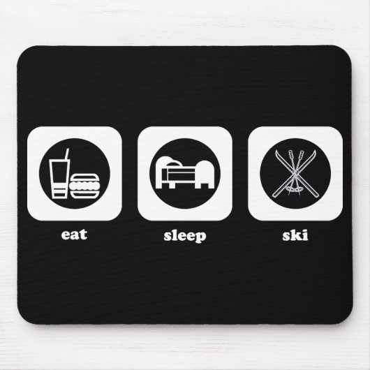 Eet. Slaap. Ski. Mousepad Muismat (Voorkant)