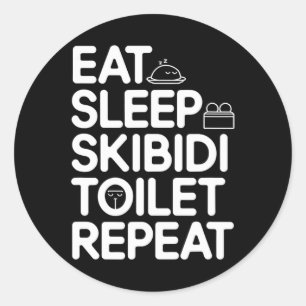Eet Slaap Skibidi Toilet Herhaal Grappige Meme  Ronde Sticker