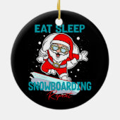 Eet Slaap Snowboarden Herhaal Kerstfeest Koel Keramisch Ornament (Achterkant)