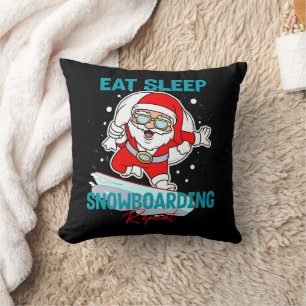 Eet Slaap Snowboarden Herhaal Kerstfeest Koel Kussen