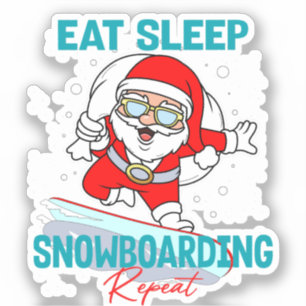 Eet Slaap Snowboarden Herhaal Kerstfeest Koel Sticker