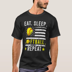 Eet Slaap Softbal Herhaal Softbal Coach Amerikaans T-shirt