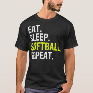 Eet Slaap Softbal Herhaal Sport Gift T-shirt