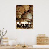 Eet Slaap Speel Baseball kunstwerk Poster (Keuken)