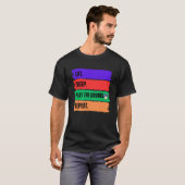 EET SLAAP SPEEL DE DRUMS HERHALEN T-SHIRT (Voorkant volledig)
