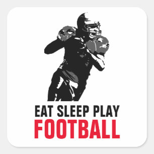 Eet Slaap Speel Zwart & Wit Voetbal Pop Art Vierkante Sticker