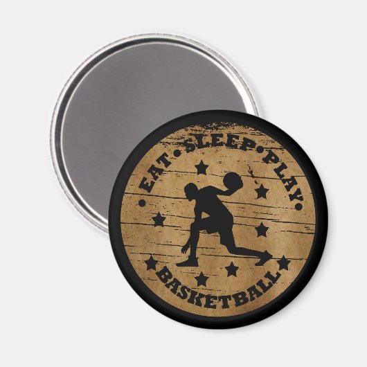 Eet slaap spelen basketbal retro speler magneet (Voorkant / Achterkant)
