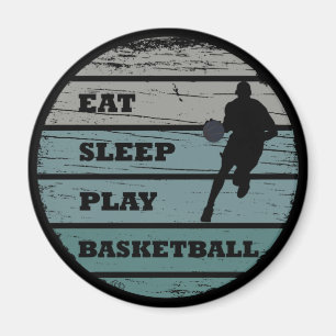 Eet slaap spelen basketbal retro speler magneet