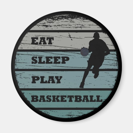 Eet slaap spelen basketbal retro speler magneet (Voorkant)