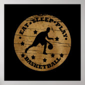 Eet slaap spelen basketbal retro speler poster (Voorkant)