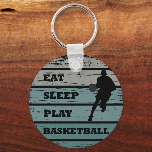 Eet slaap spelen basketbal retro speler sleutelhanger (Voorkant)