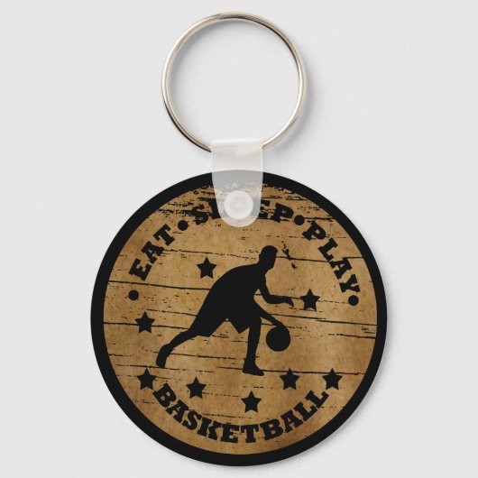 Eet slaap spelen basketbal retro speler sleutelhanger (Voorkant)