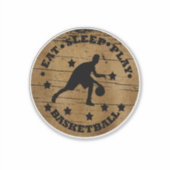 Eet slaap spelen basketbal  retro sticker (Voorkant)