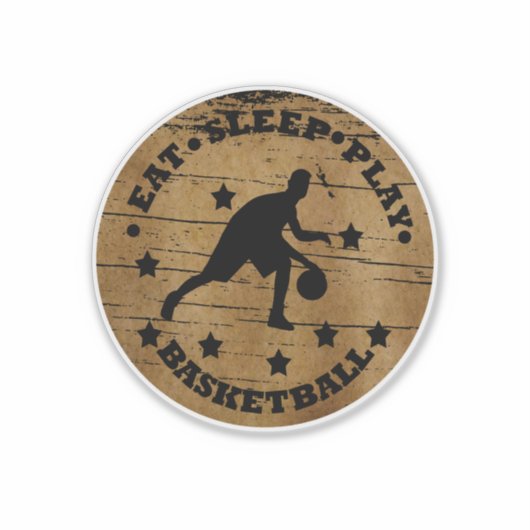 Eet slaap spelen basketbal  retro sticker (Voorkant)