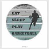 Eet slaap spelen basketbal  retro sticker (Vel)
