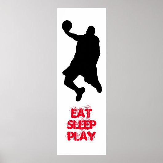 Eet Slaap Spelen Basketbal Speler Silhouette Poste Poster (Voorkant)