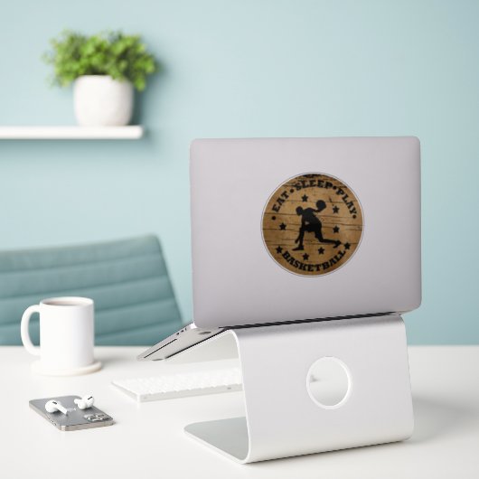 Eet slaap spelen basketbal  speler sticker (Laptop op bureau)