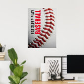 Eet slaap spelen close-up honkbal poster (Thuiskantoor)