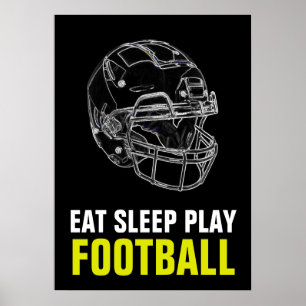 Eet Slaap Spelen Football Sport Motivatie Poster