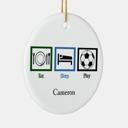 Eet Slaap Spelen Voetbal Aangepaste Kerstmis Keramisch Ornament (Rechts)
