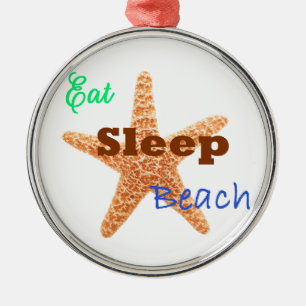 Eet Slaap Strand - Cirkel/Rode Versiering Metalen Ornament