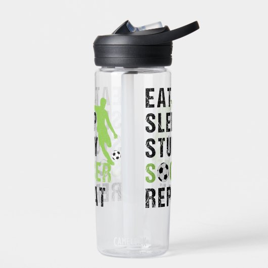 Eet Slaap Studie Voetbal Herhaal Jongen Voetballer Waterfles (Links)