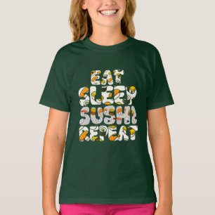eet slaap sushi herhaal ontwerp t-shirt