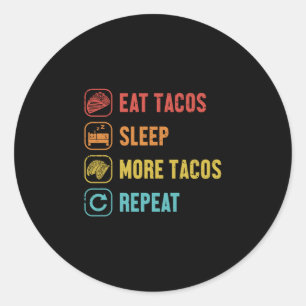 Eet slaap taco's herhaal harde schaal al pastor ronde sticker