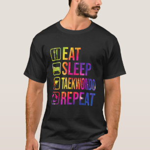 Eet slaap Taekwondo Herhaal Tie Dye Martial Traini T-shirt