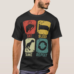 Eet slaap tam herhalen dinosaurus gaming geek grap t-shirt