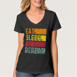 Eet Slaap Tap Dans Herhaal Dansende Danser Retro V T-shirt